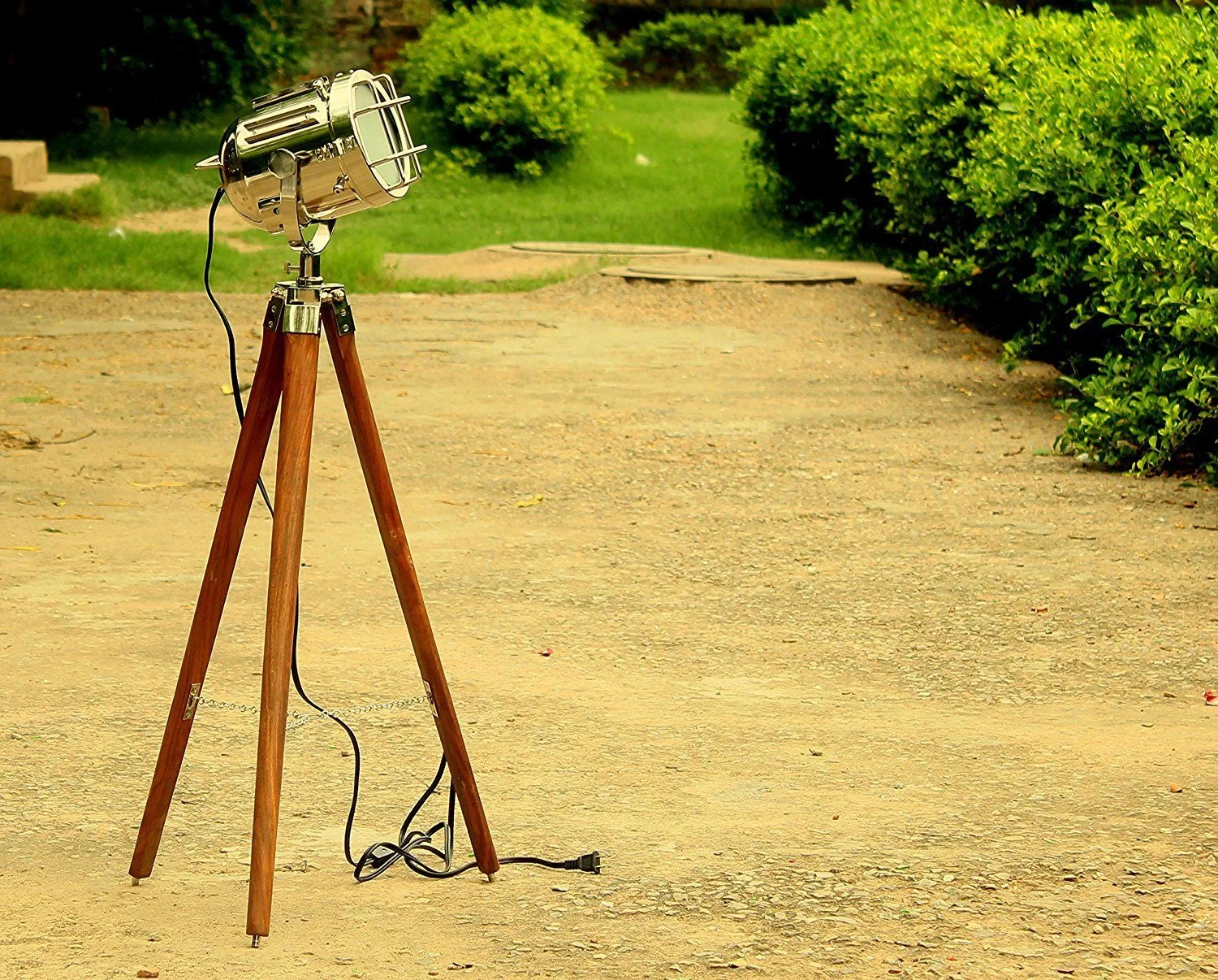 Nautical Tripod Floor Lamp — Chrome Spotlight 40 Inch — Handmade Antique Replica | SinghBros Mart
