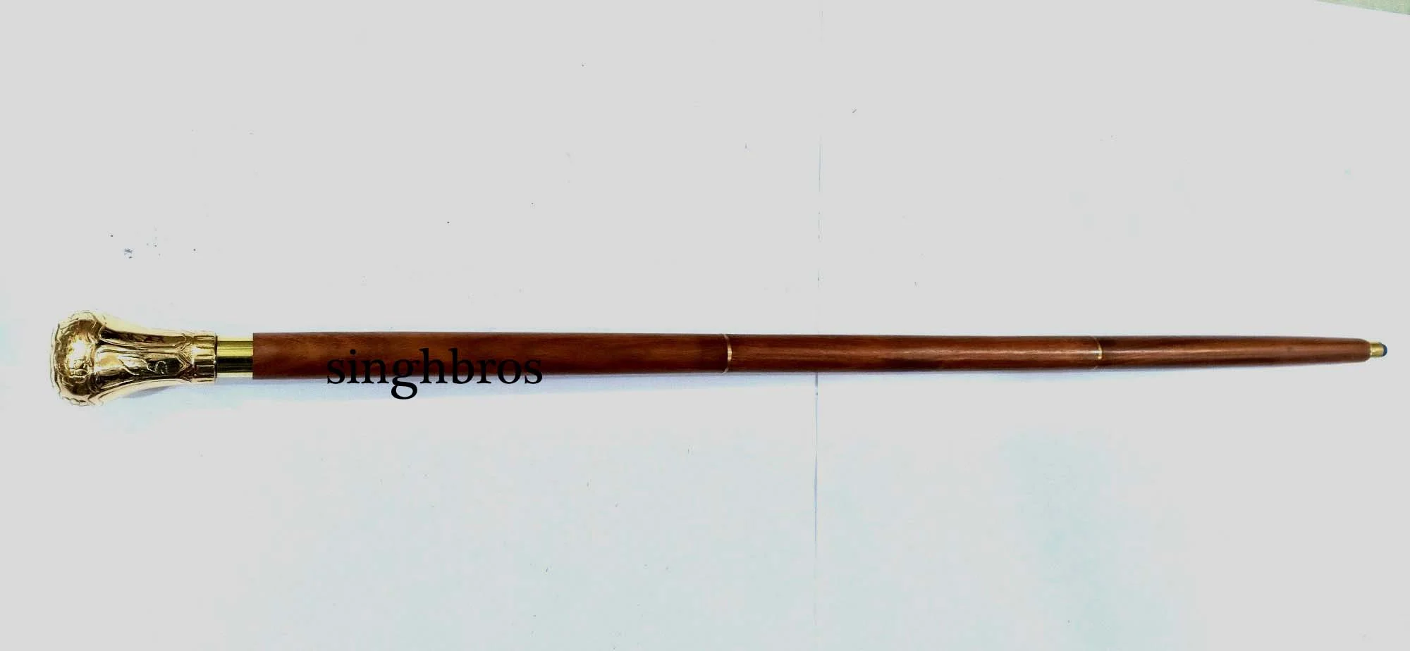 Nautical Brass Walking Stick — Handcrafted Wooden Cane 37" — detail view | SinghBros Mart