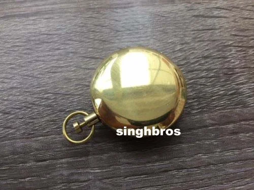 Solid Brass Push Button Compass — Nautical Flat Design 2 Inch — angle view | SinghBros Mart