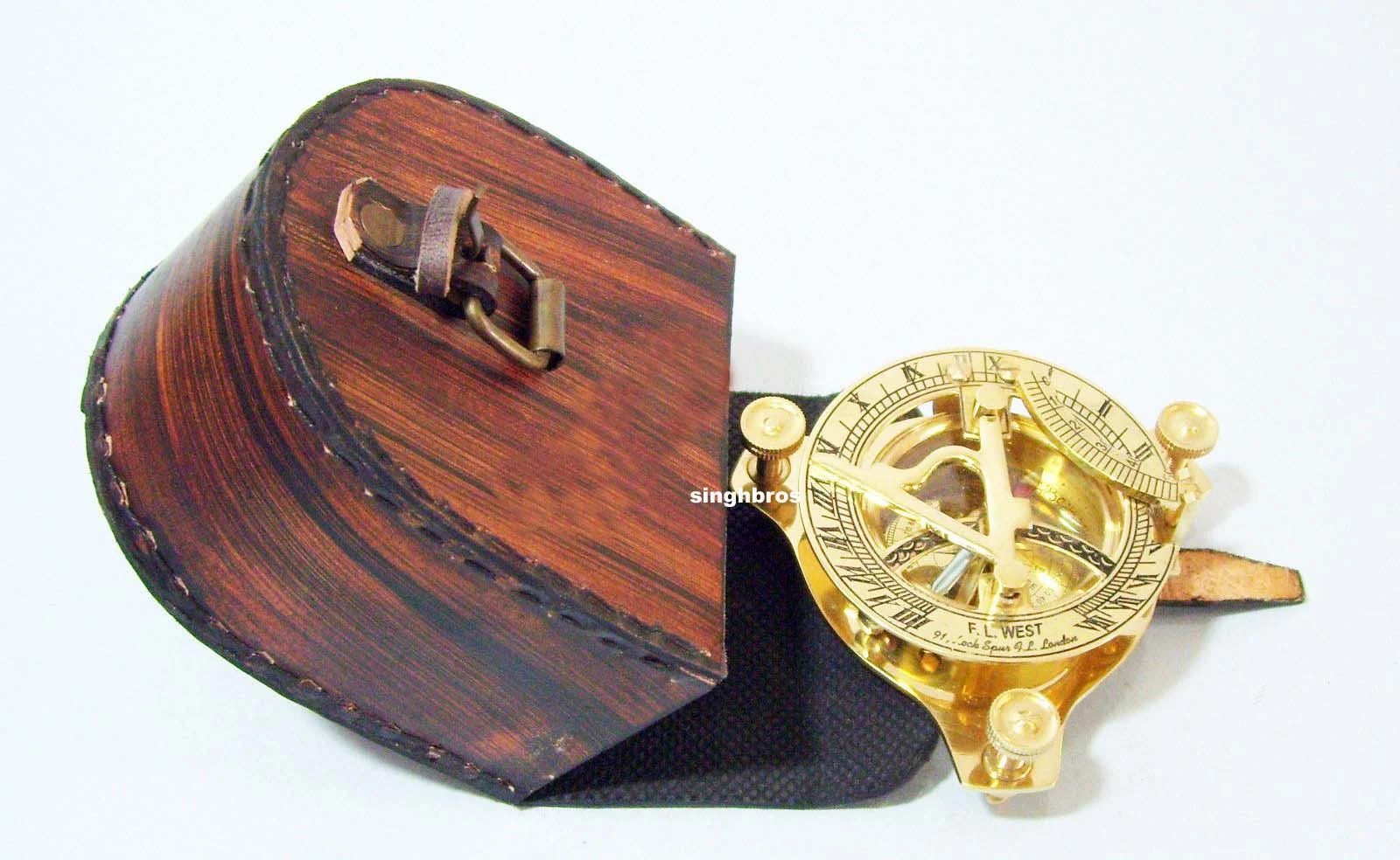Vintage Brass Sundial Compass — Maritime Nautical Decor — detail view | SinghBros Mart