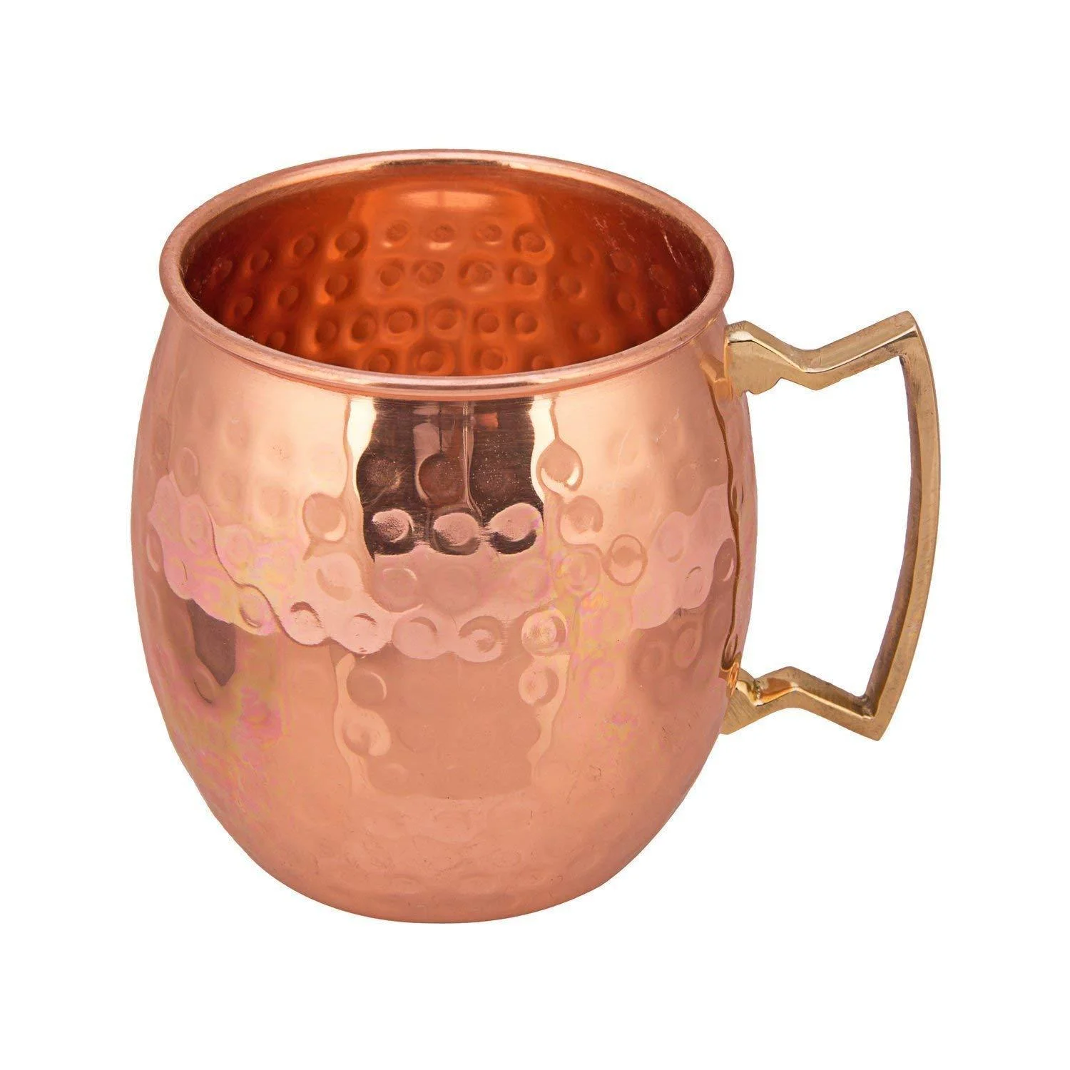 Hammered Copper Moscow Mule Mug — Nickel Lined Interior — close-up | SinghBros Mart
