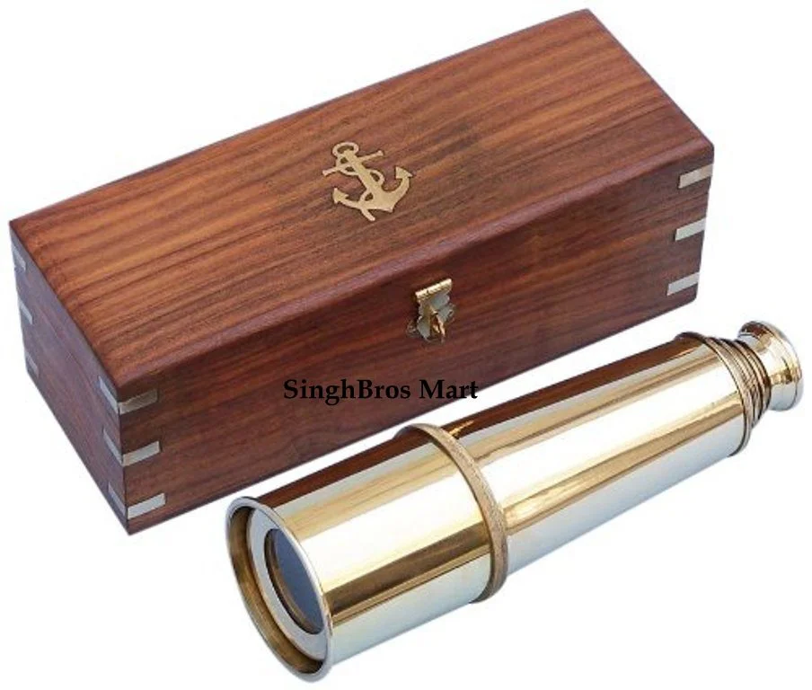 Vintage Brass Pullout Telescope — 15 Inch Nautical Design — Handmade Antique Replica | SinghBros Mart
