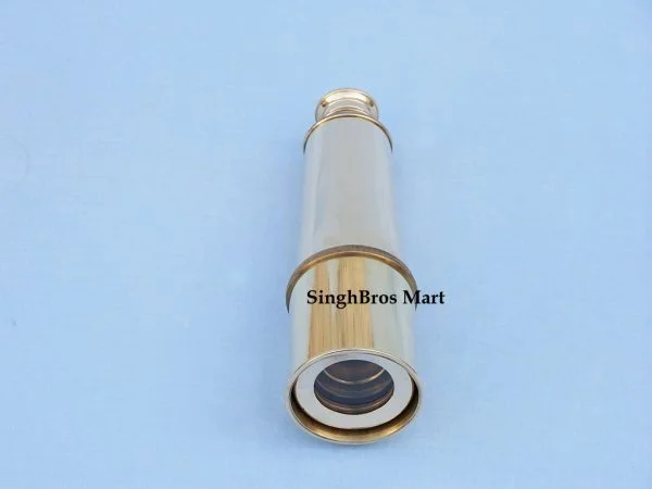 Vintage Brass Pullout Telescope — 15 Inch Nautical Design — detail view | SinghBros Mart