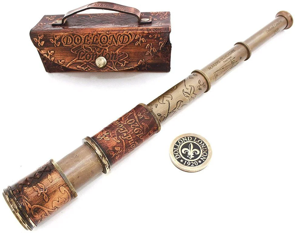 Brass Telescope 16.5" — 5x Magnification with Leather Case — Handmade Antique Replica | SinghBros Mart