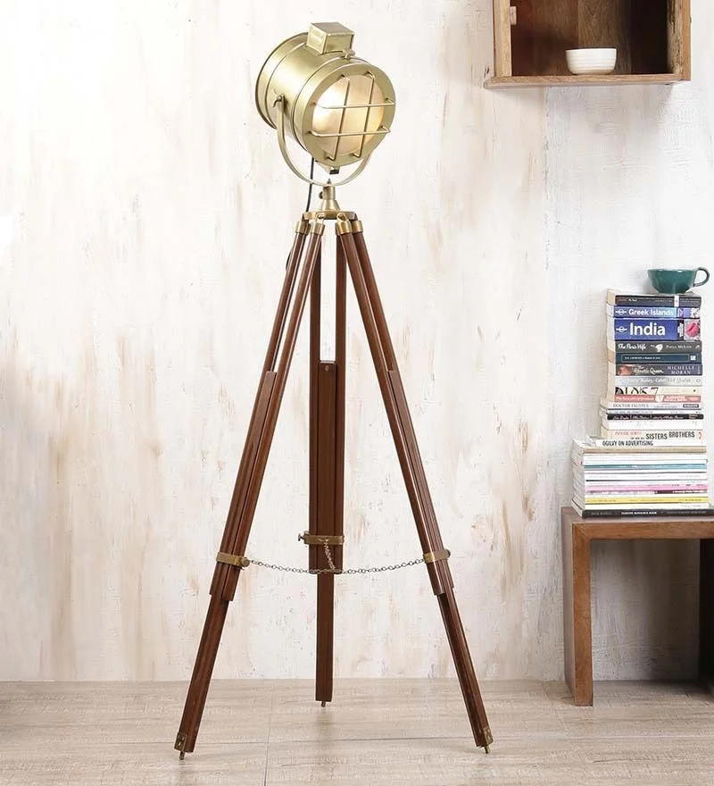 Vintage Brass Spotlight Floor Lamp — 65 Inch Tripod Stand — Handmade Antique Replica | SinghBros Mart