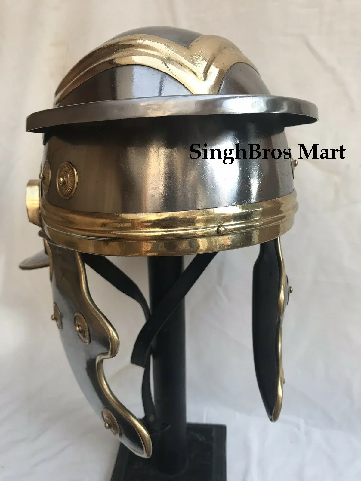 Roman Centurion Helmet with Red Plume — 18 Gauge Steel — Handmade Antique Replica | SinghBros Mart