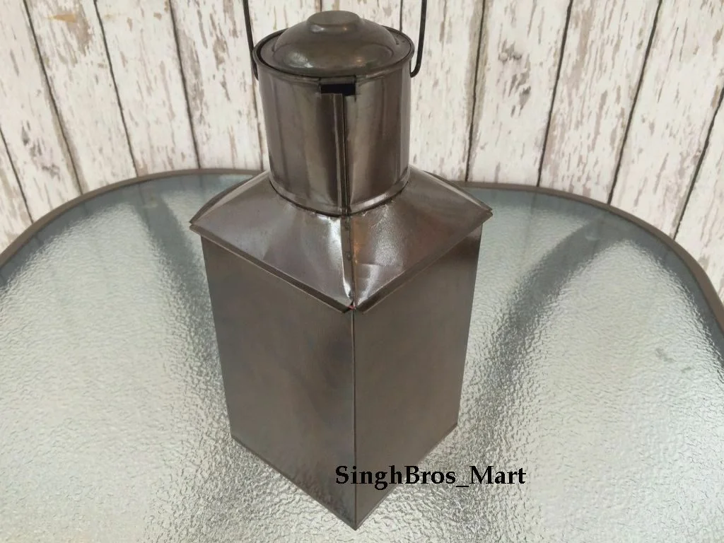 Nautical Ship Lantern — Green Fresnel Lens Starboard Oil Lamp — angle view | SinghBros Mart