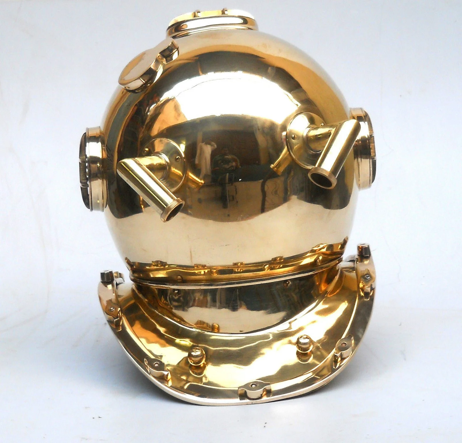 Antique Brass Diving Helmet — Nautical Marine Collectible — angle view | SinghBros Mart