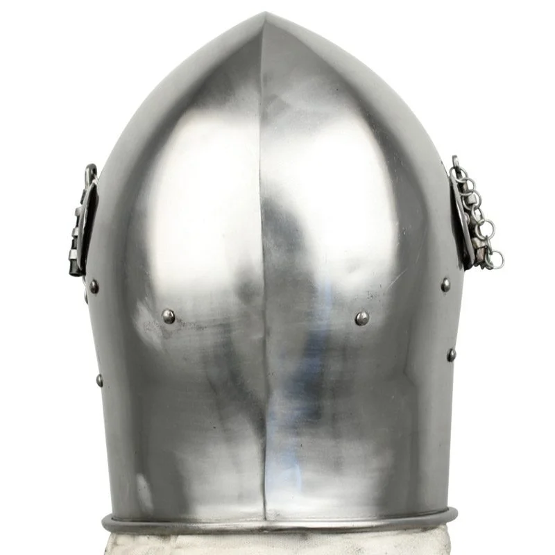 Medieval Barbute Helmet — Detachable Visor 16 Gauge Steel — detail view | SinghBros Mart