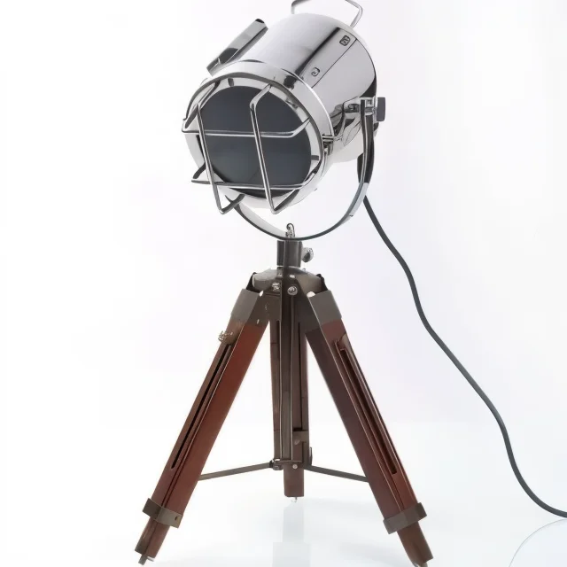 Nautical Spotlight With Tripod Stand — 24 Inch Chrome Finish — Handmade Antique Replica | SinghBros Mart