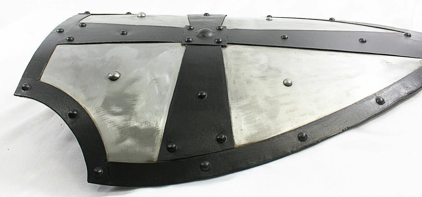 Medieval Templar Shield — Handcrafted Steel &amp; Brass Full Size — close-up | SinghBros Mart