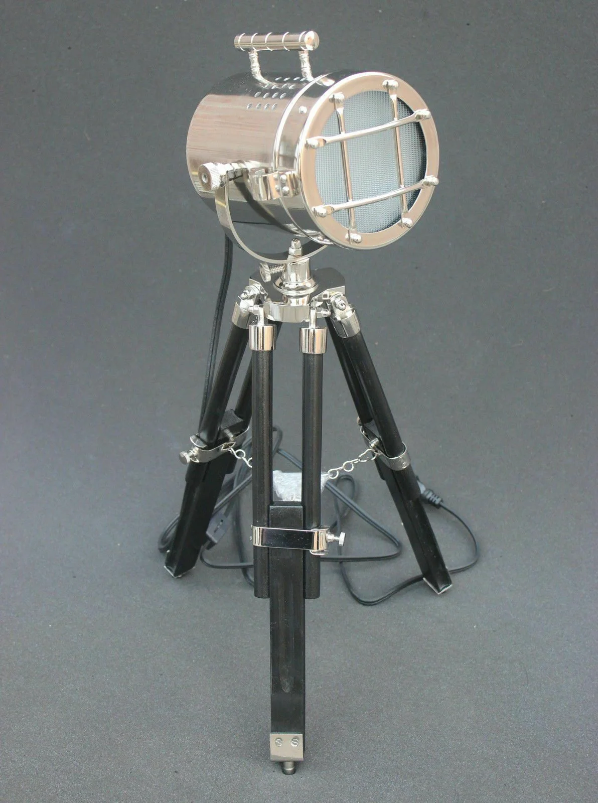 Vintage Nautical Searchlight Table Lamp — Adjustable Tripod