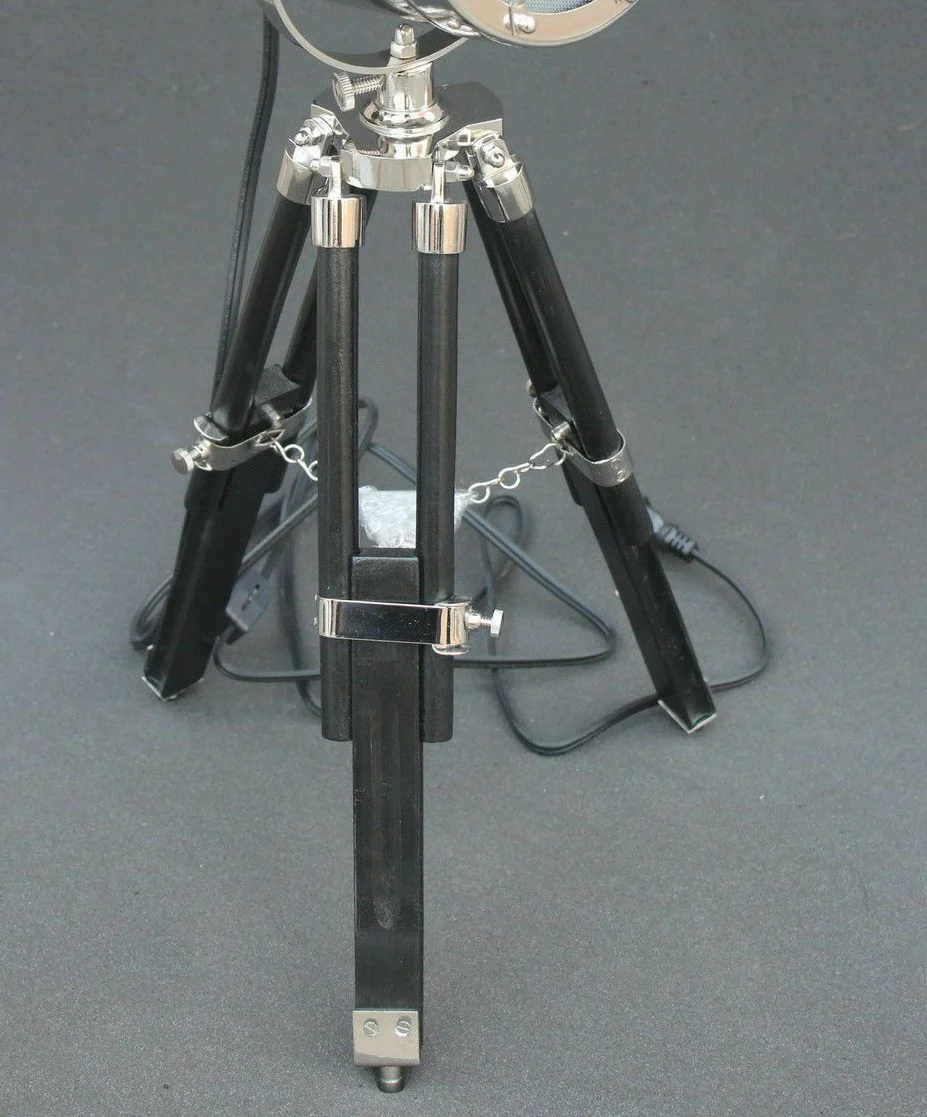 Vintage Nautical Searchlight Table Lamp — Adjustable Tripod — detail view | SinghBros Mart