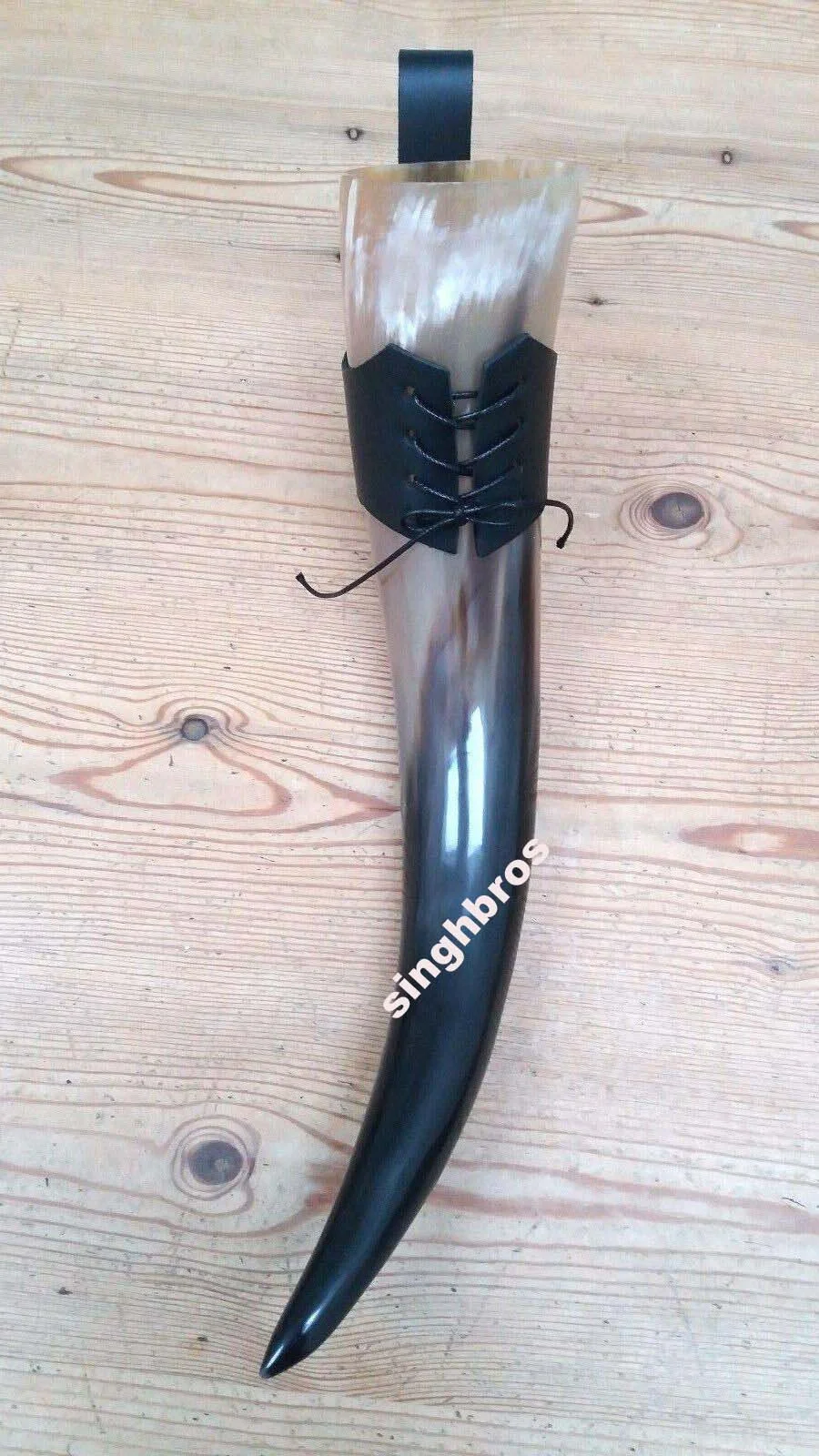 Medieval Drinking Horn 10-12 Inch — Polished Cattle Horn — Handmade Antique Replica | SinghBros Mart
