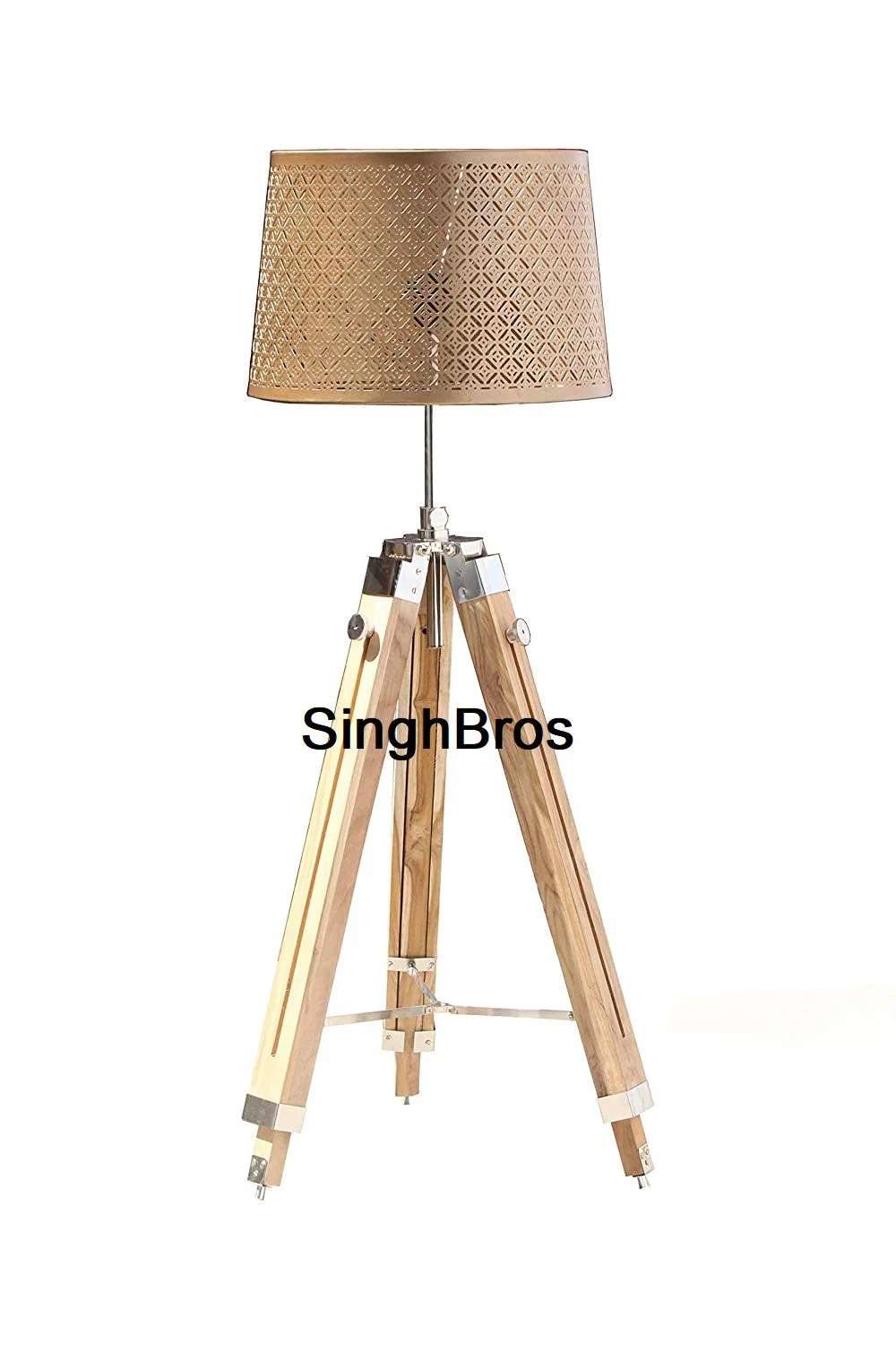 Nautical Tripod Table Lamp — Chrome Spotlight 24 Inches — detail view | SinghBros Mart