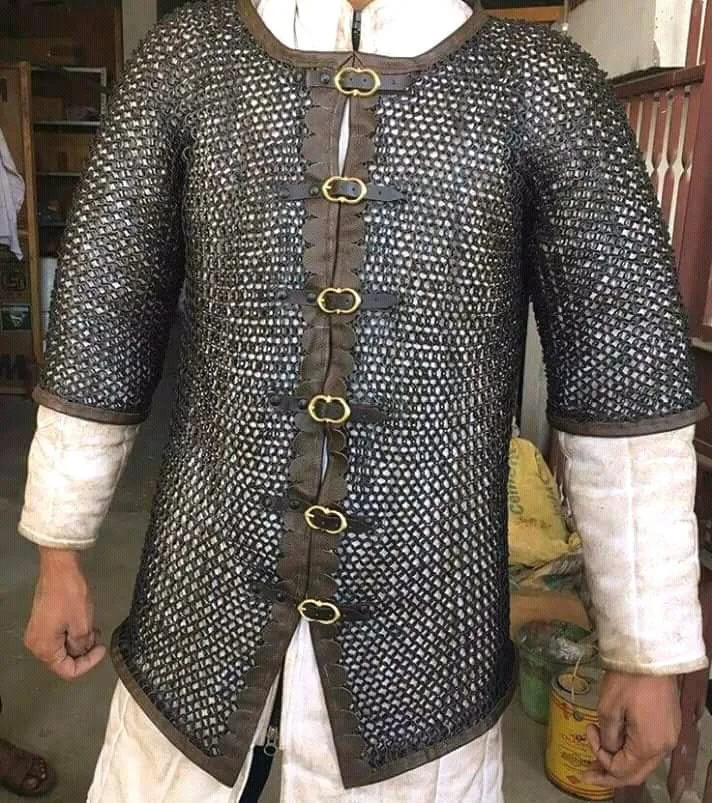 Medieval Chainmail Hauberk Shirt — Flat Riveted Aluminum — Handmade Antique Replica | SinghBros Mart
