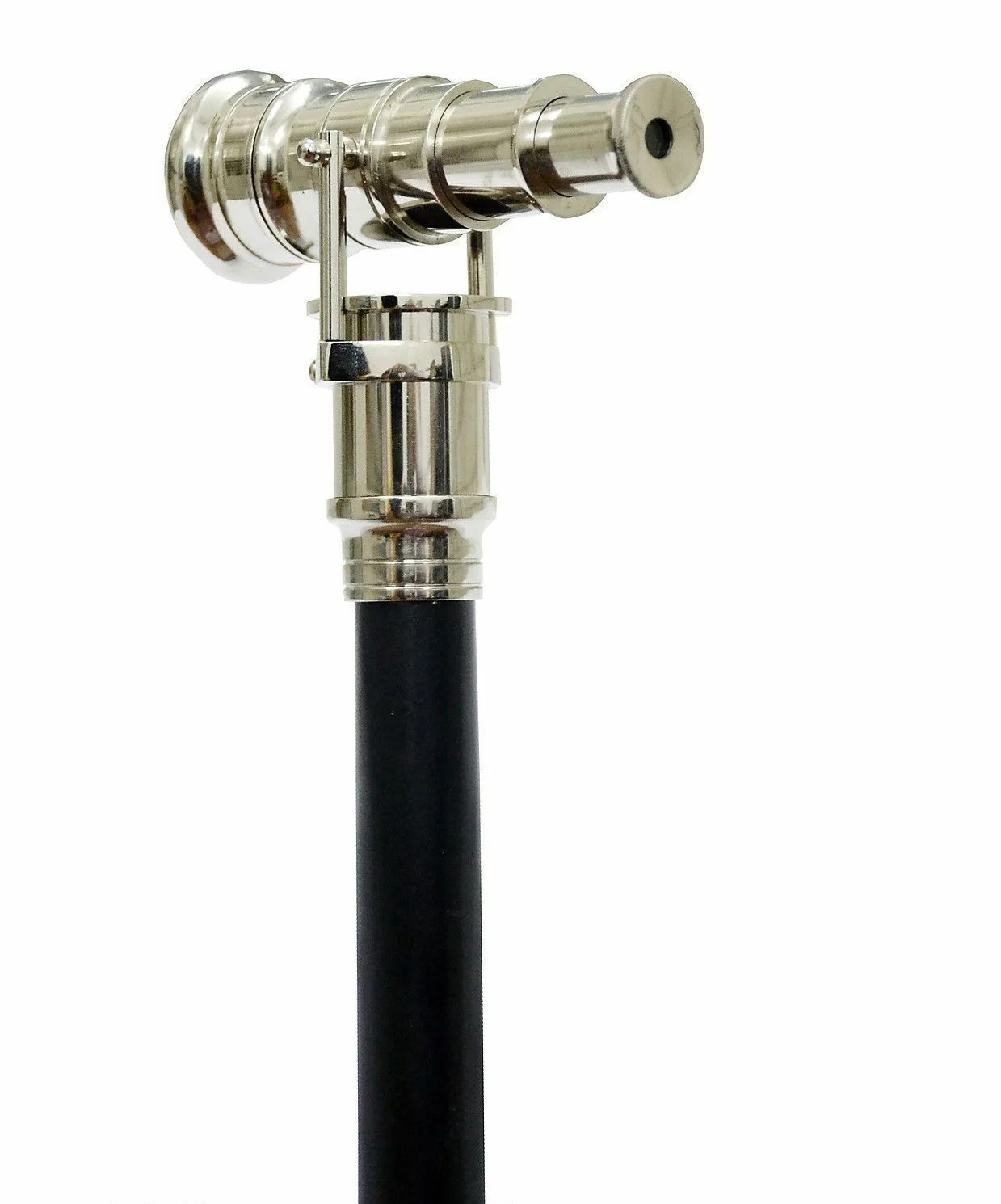 Victorian Rosewood Telescope Cane — Functional Chrome Optic — close-up | SinghBros Mart