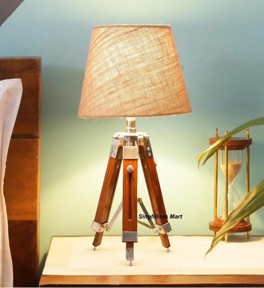 Nautical LED Tripod Table Lamp — Adjustable 35" Height — Handmade Antique Replica | SinghBros Mart
