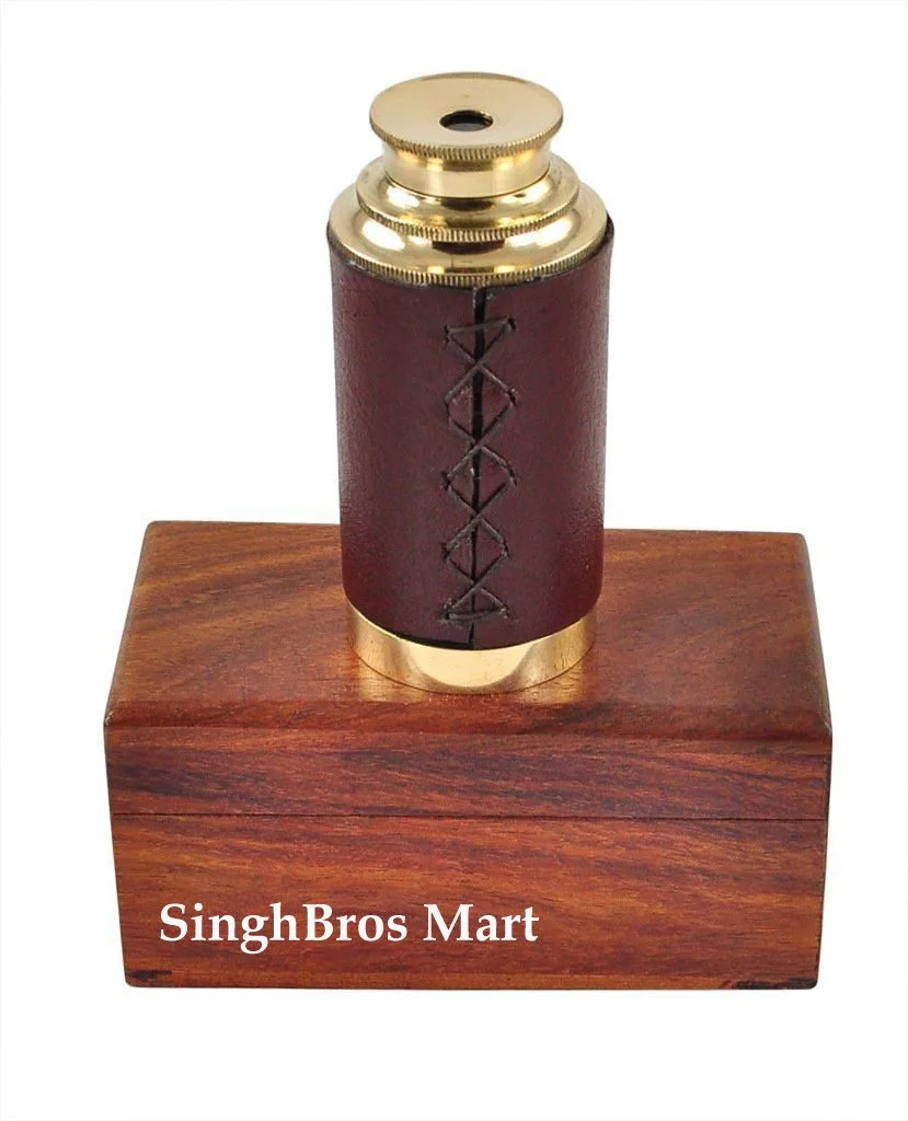 Vintage Brass Pullout Telescope — 6 Inch Nautical Design — close-up | SinghBros Mart