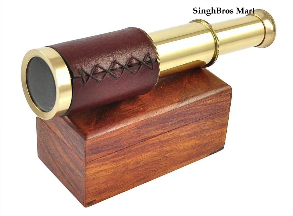 Vintage Brass Pullout Telescope — 6 Inch Nautical Design — Handmade Antique Replica | SinghBros Mart
