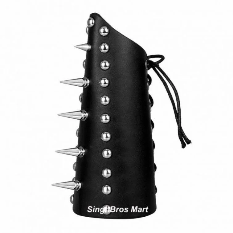 Medieval Leather Arm Guards — Adjustable Laced Bracers — side view | SinghBros Mart
