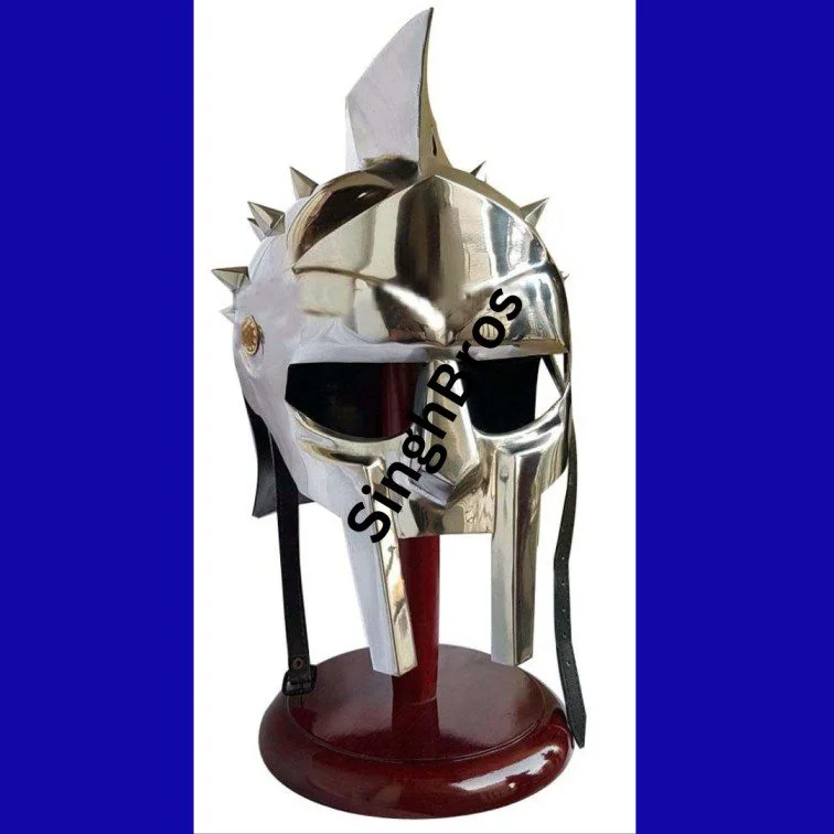 Roman Gladiator Helmet Replica — 14 Spike Wearable Steel — Handmade Antique Replica | SinghBros Mart