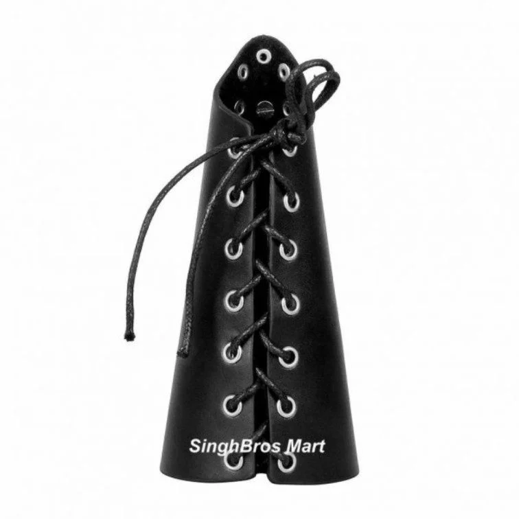 Medieval Leather Arm Guards — Adjustable Laced Bracers — angle view | SinghBros Mart