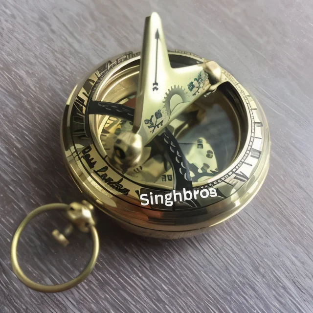 Brass Sundial Compass — Pocket Marine Navigation Tool — Handmade Antique Replica | SinghBros Mart