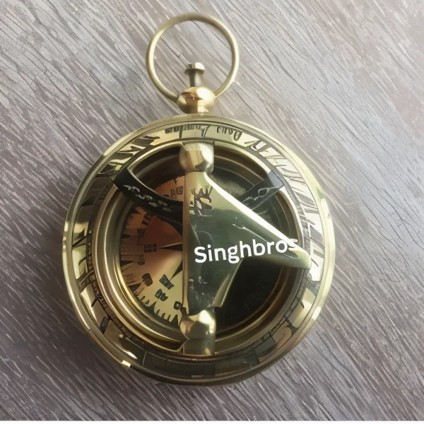 Brass Sundial Compass — Pocket Marine Navigation Tool — detail view | SinghBros Mart