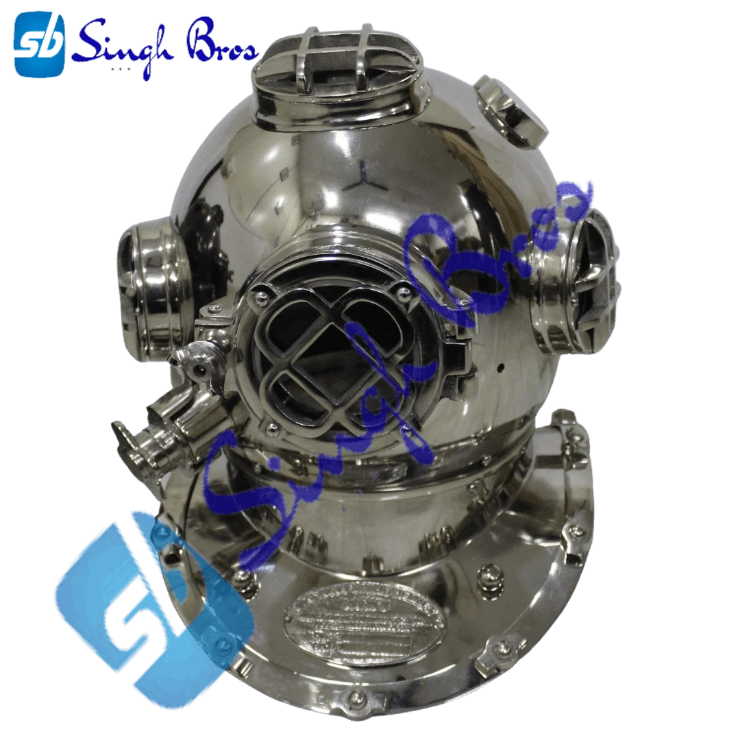 Chrome Scuba Diving Helmet — 18 Inch Nautical Replica Display — Handmade Antique Replica | SinghBros Mart