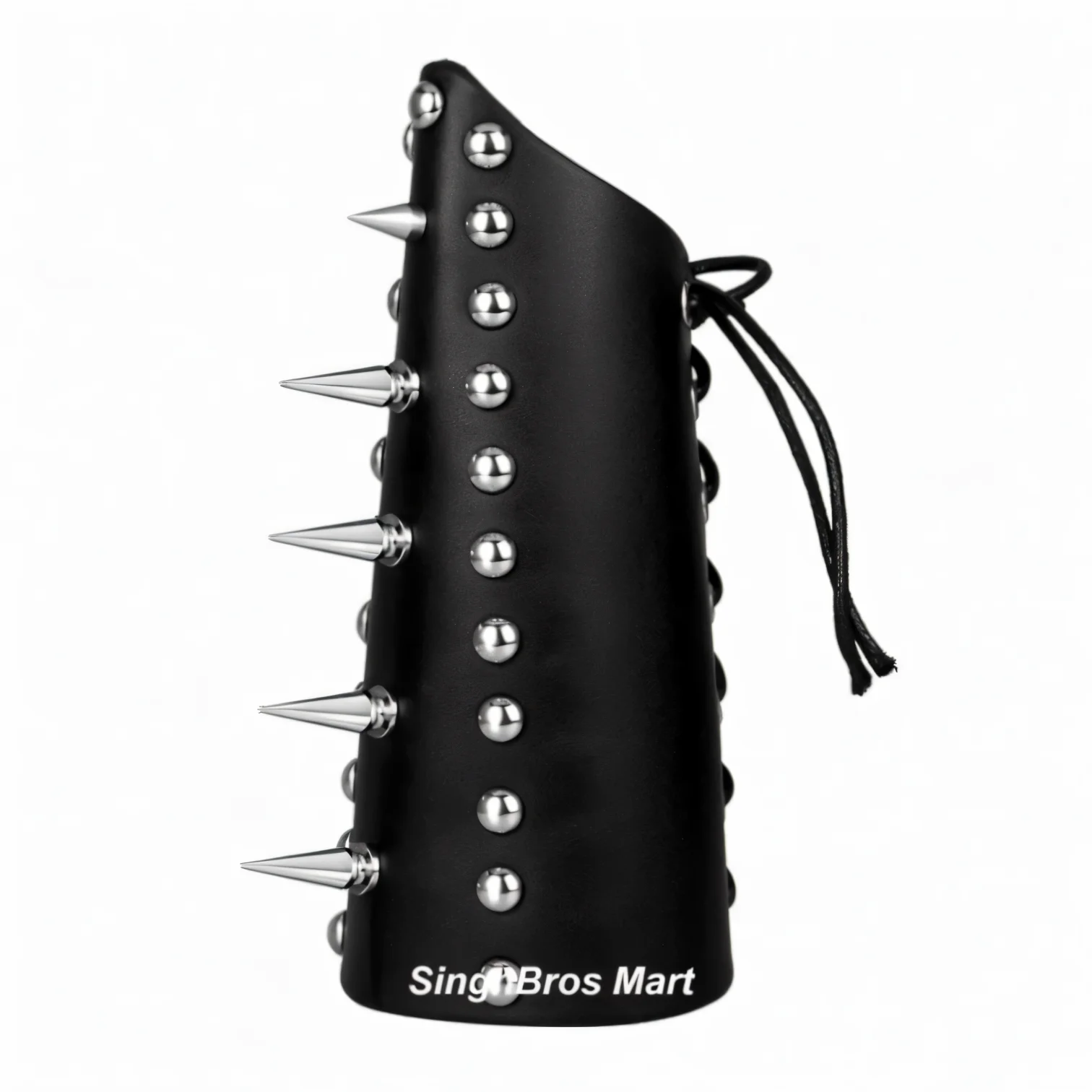 Medieval Leather Arm Guards — Adjustable Laced Bracers — close-up | SinghBros Mart
