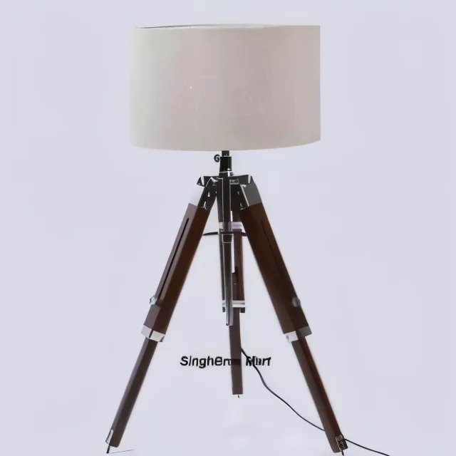 Nautical Tripod Table Lamp — Solid Wood Legs &amp; Adjustable — close-up | SinghBros Mart