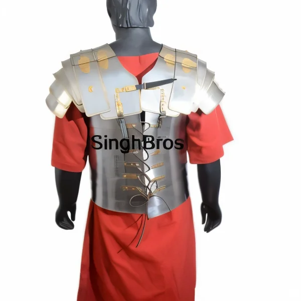 Roman Segmentata Armor — Stainless Steel with Brass Detail — detail view | SinghBros Mart